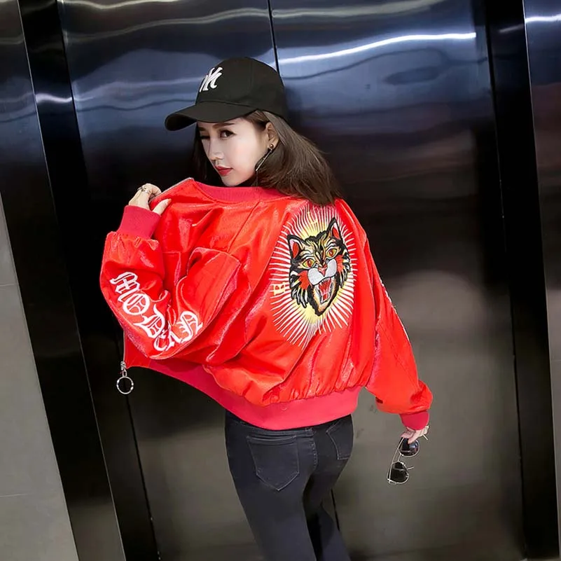NiceMix Harajuku Тигр куртка Вышивка Осень черные женские куртки мода стимпанк Cortaviento Mujer Manteaux Femm