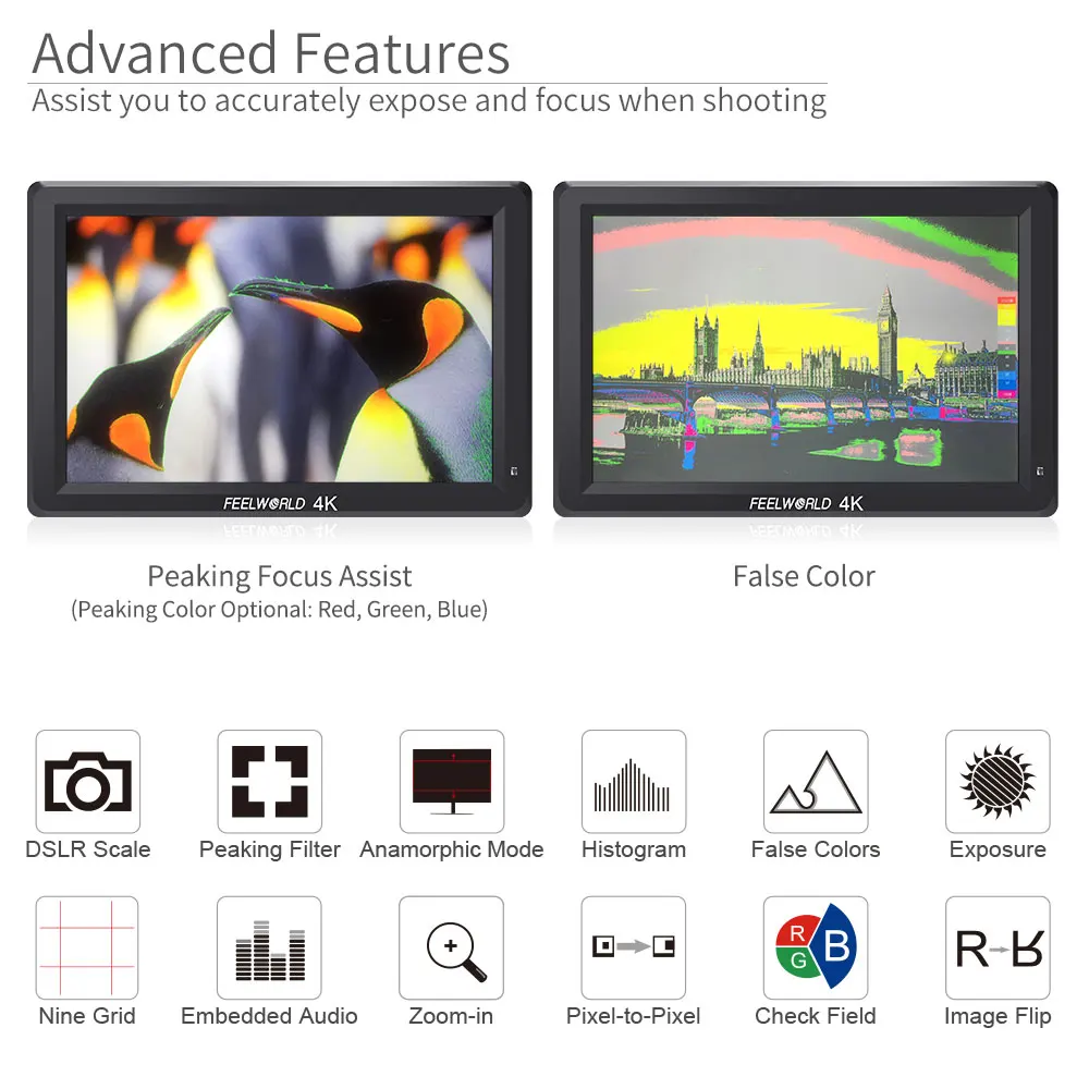 FEELWORLD T756 7'' 1920x1200 IPS On Camera Field Monitor Support 4K HDMI Input Output + NP750 Battery Charger for Camera ZHIYUN
