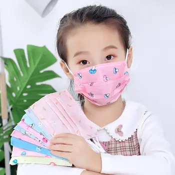 

50PCS Disposable Thicken Face Mask for Children Kid Cartoon Print Mouth Mask+filter 3-Layers Anti-Dust Cover Baby Mask