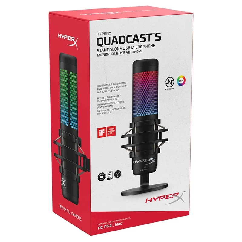 mic stand HyperX QuadCast S RGB Lighting USB Condenser Gaming & Streaming Microphone For PC PS4 For Kingston headphones with mic