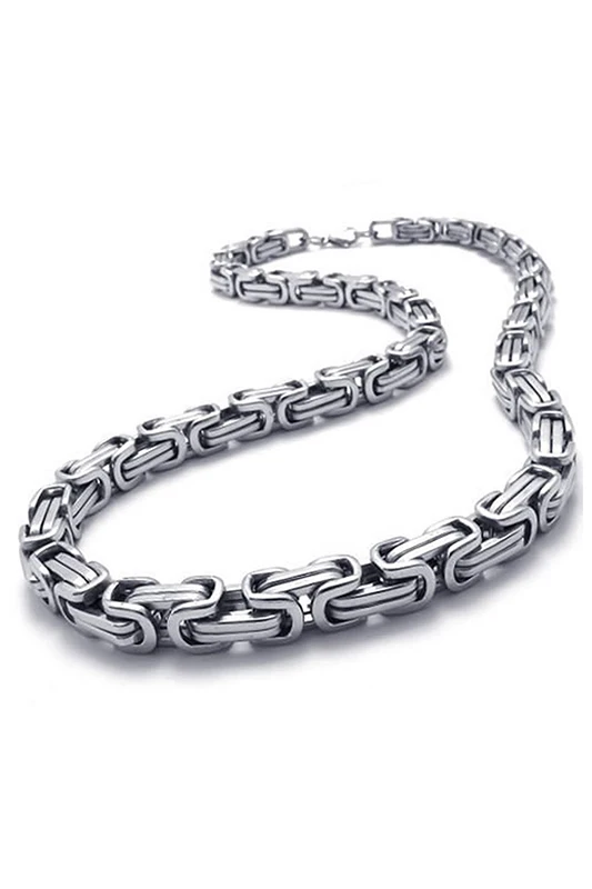 Men's Necklace, Stainless Steel Biker Chain King Necklace, Silver, Width 8mm, Length 55cm