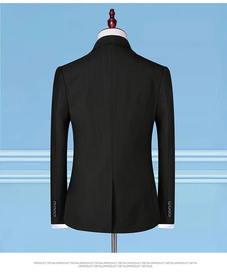 Мужские азиатского размера классические костюмы модный мужской костюм s Полосатое пальто брюки комплект из 3 предметов Terno Masculino Тонкий костюм деловой
