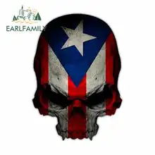 EARLFAMILY 13cm x 10.8cm for Puerto Rico Skull Anime Funny Car Stickers Bumper Trunk Truck Graphics Decal Car Accessories
