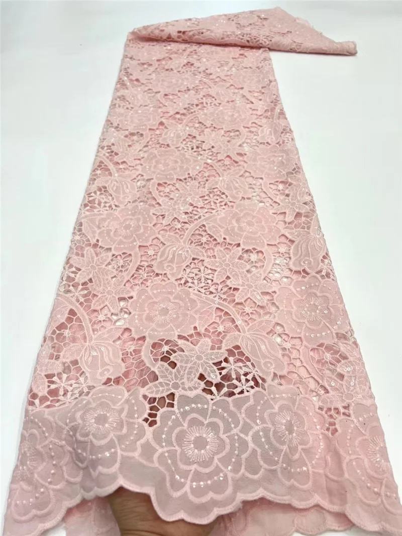 PGC White French Chiffon Lace Fabric 2023 High Quality 5 Yards Nigerian African Lace Fabric For Party Dress Sewing