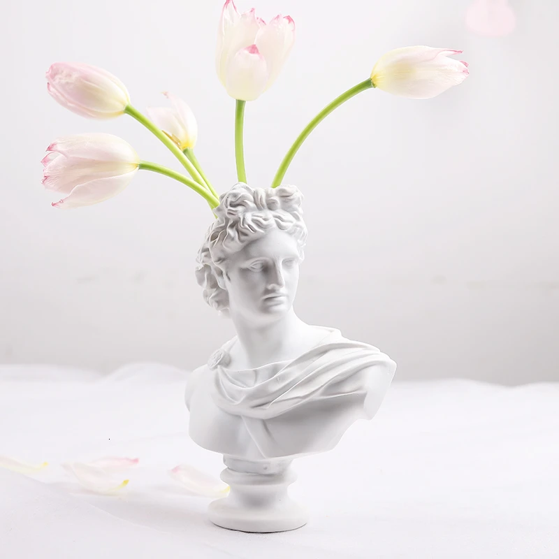 arrangement 19 Cm Смола Имитация гипса голова Давида портрет ваза характер статуя цветы мясистый цветочный горшок европейский стиль цветок орган - Цвет: arrangement 19 Cm