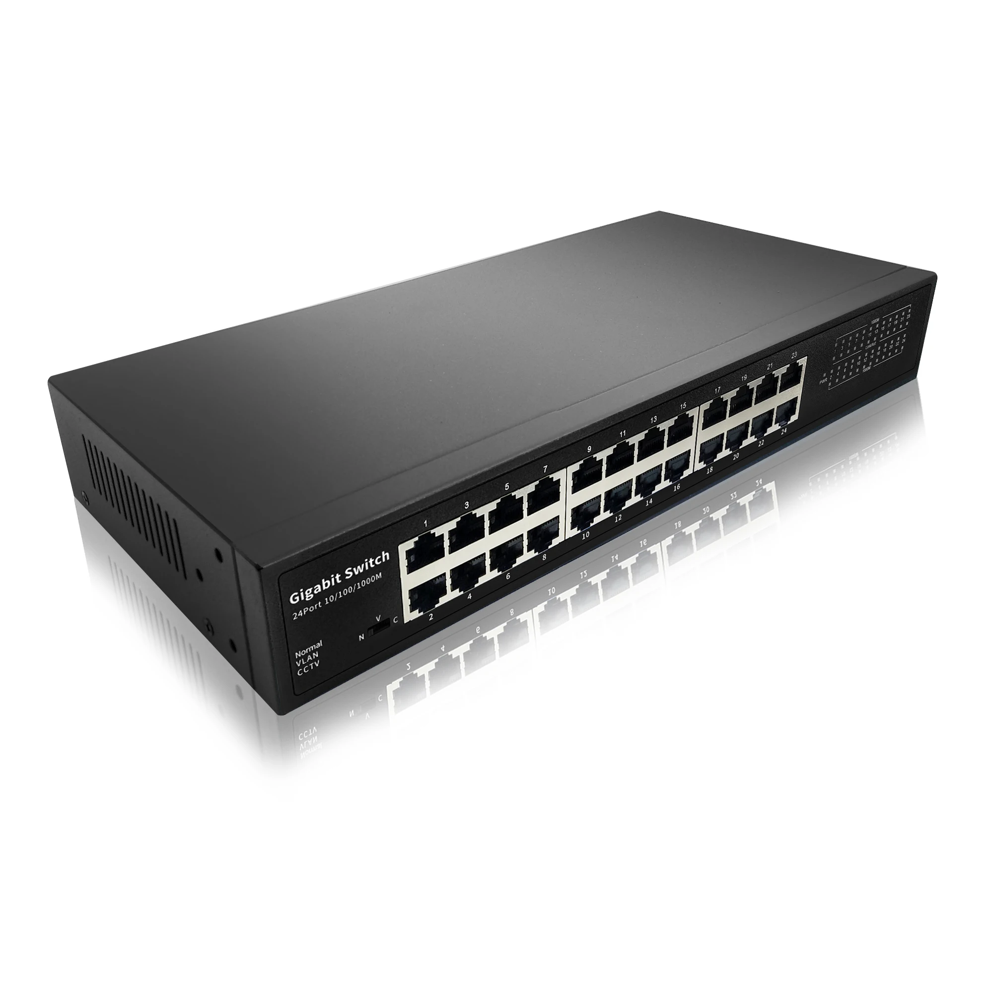 24포트 10/100/1000Mbps 네트워크 스위치 데스크탑 스위치 고속 이더넷 네트워크 스위치 LAN 허브 24 RJ45 이더넷