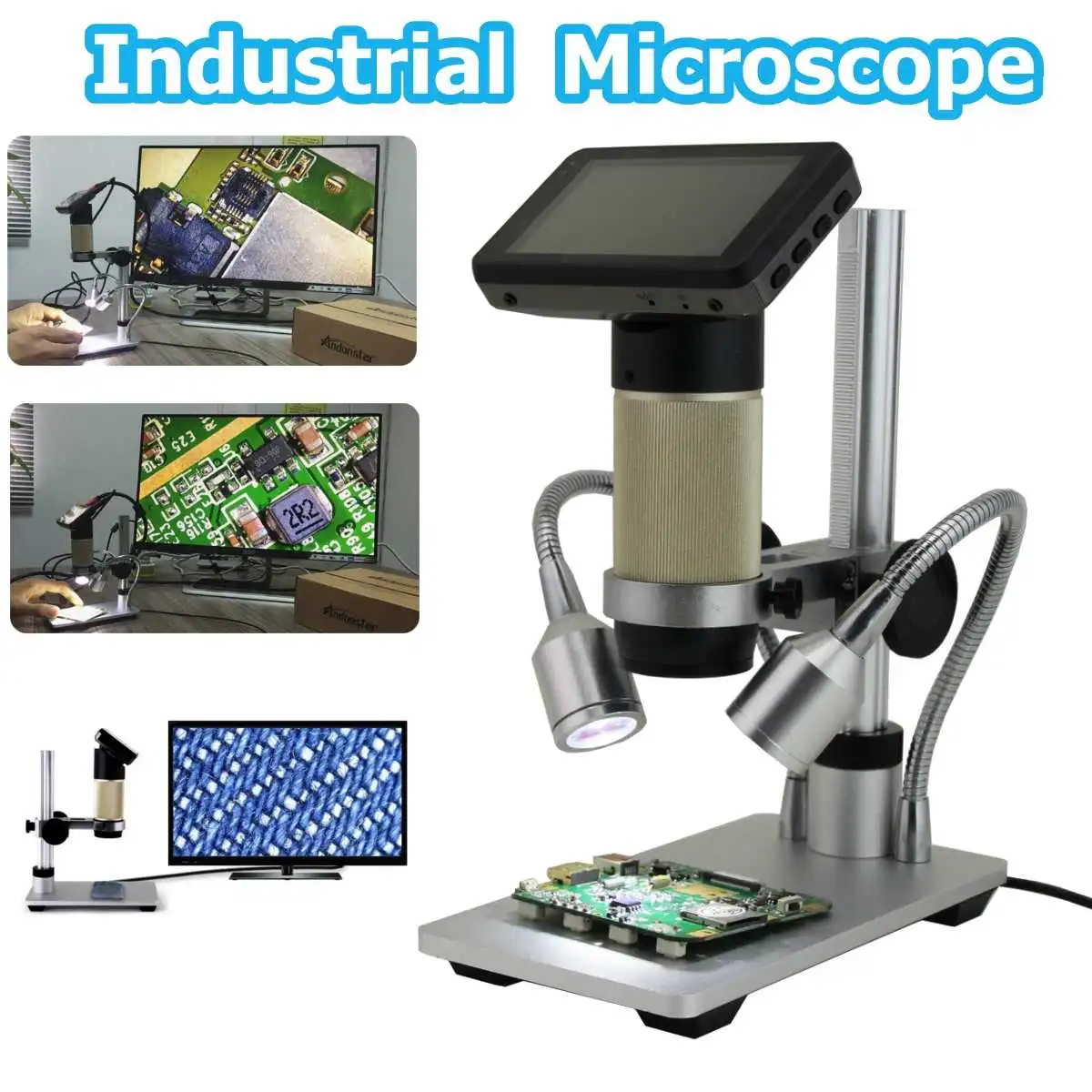 

300X 3.0 Inch Digital Microscope HD 1080P Electronic Desktop Soldering LCD Magnifier Magnify Glass Set Support 10 Languages