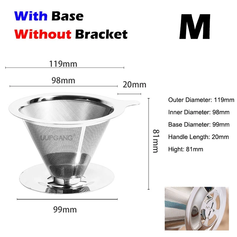 Многоразовый фильтр для кофе, держатель из нержавеющей стали, двойной слой, металлическая сетка, воронка, капельница для чая, кофейная корзина, инструменты - Цвет: B2