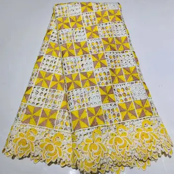 

Yellow white Lace Fabric African Cord Lace Fabric High Quality French Guipure Lace Fabric Africa Net Lace Fabric For Wedding G-6