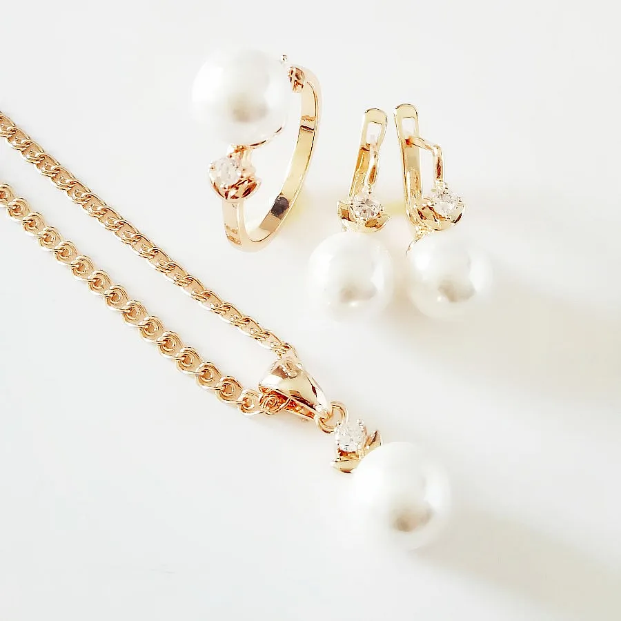 Комплект ювелирных изделий из колье серёг кольца и ожерелья|fashion jewelry set|jewelry