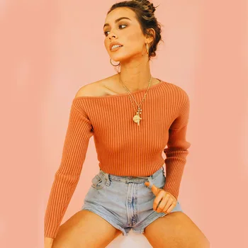 

Hirigin Women Sweaters Fall 2019 New Fashion Solid Cardign Sexy One Soulder Autumn Winter Warm Pullovers Sweater Jumper Knitted