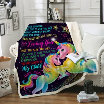

Throw Blanket For Sofa Bed Cover Unicorn Eyelash Rainbow Printed Fleece Plush Blanket Warm Winter Bedspread For Girl Child Women