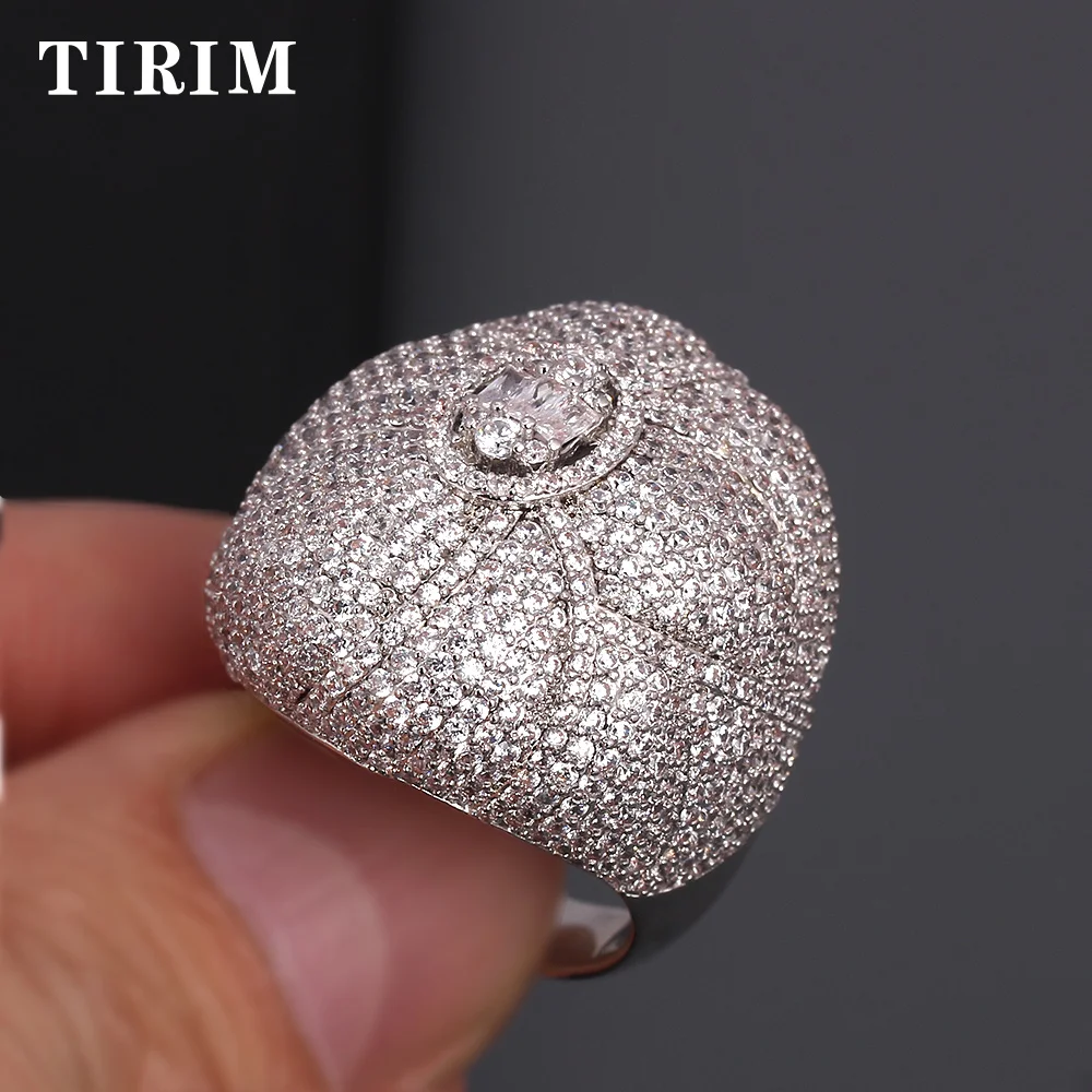Роскошные Большие кольца TIRIM с кубическим цирконием блестящее Стильное кольцо на