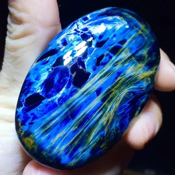 

Certificate Natural Blue Pietersite Women Men Oval Chatoyant Pendant 58.2/36.4/11.5mm Crystal Gemstone From Namibia AAAAAA