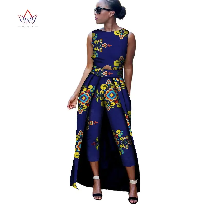 Новая мода Африка хлопок Принт Комбинезон Африканский Базен комбинезон Riche для Женщин Дашики Фитнес Комбинезон для леди WYD8 - Цвет: 22