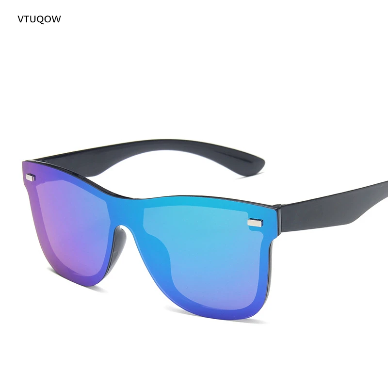 Модные квадратные солнцезащитные очки для женщин/мужчин, роскошные Брендовые женские солнцезащитные очки с плоским верхом, зеркальные женские Винтажные Солнцезащитные очки без оправы для женщин - Цвет линз: Blue