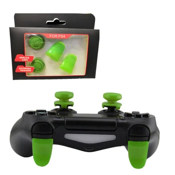 

2PCS Not-Slip Soft Silicone Thumbstick Grip High-Rise Caps Cover + 2PCS Trigger Extenders for Sony PlayStation 4 PS4 Controller