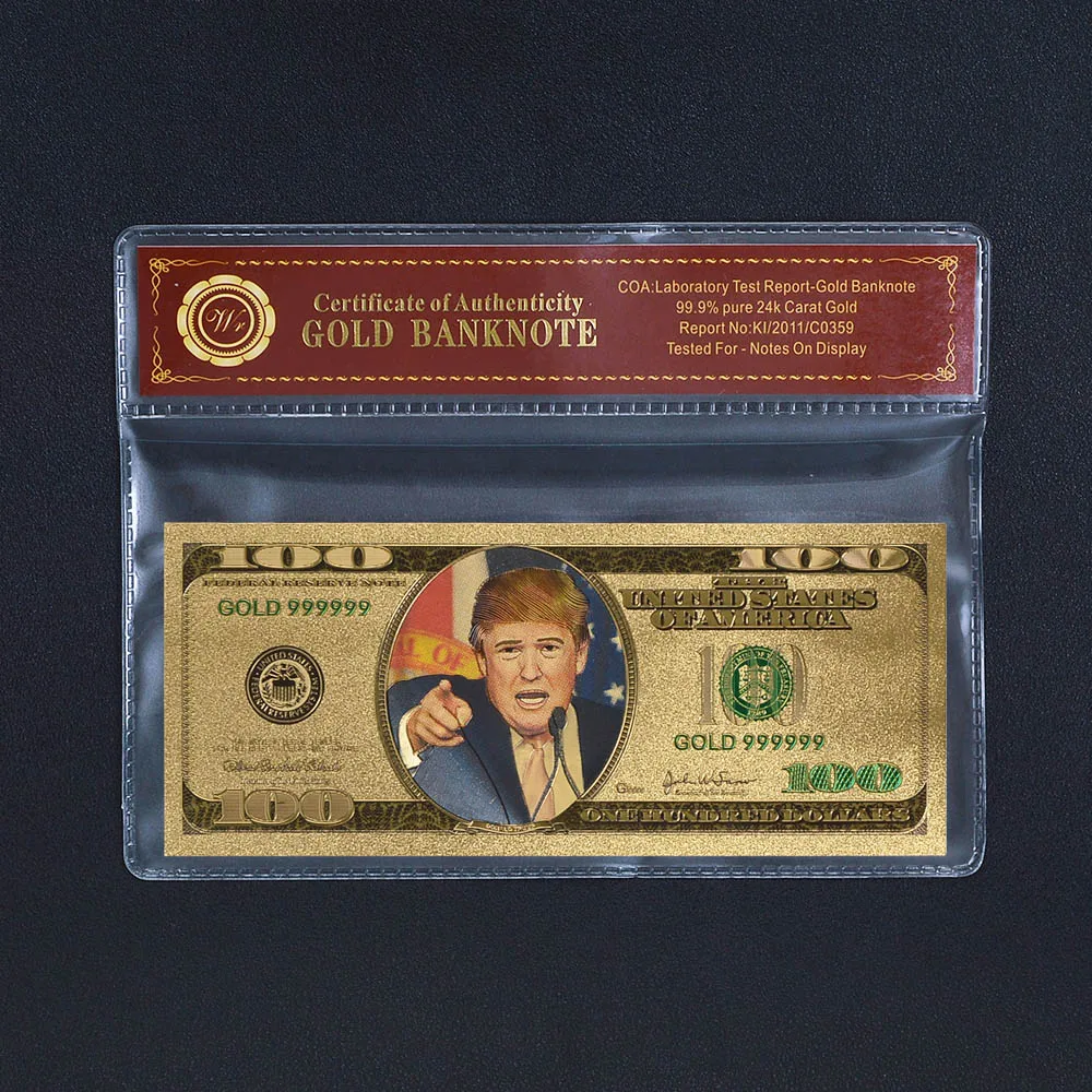 WR US Fake Money 20 Dollar Gold Banknotes with Frame American 100 Trump Bills Non-currency Collections Gift Dropshipping | Дом и сад