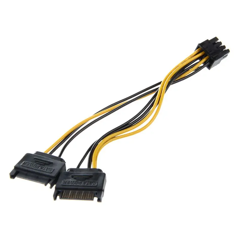 Двойной 15 Pin SATA штекерным PCIE 8Pin(6+ 2) Мужской видеокарта Мощность кабель