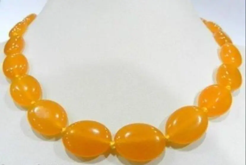 Free Shipping &gt&gt13X18MM Soft Oval Yellow Jade Gems Beaded Necklace 18&quot | Украшения и аксессуары