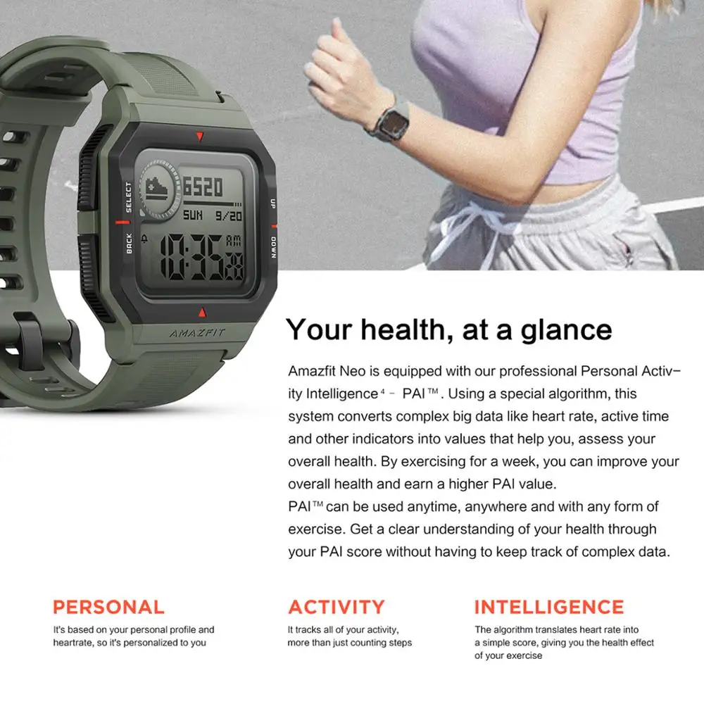 NEW 2020 Amazfit Neo Smart Watch Smartwatch 5ATM Tracking 28 Days Battery Life Watch Bluetooth-compatible For Android IOS Phone