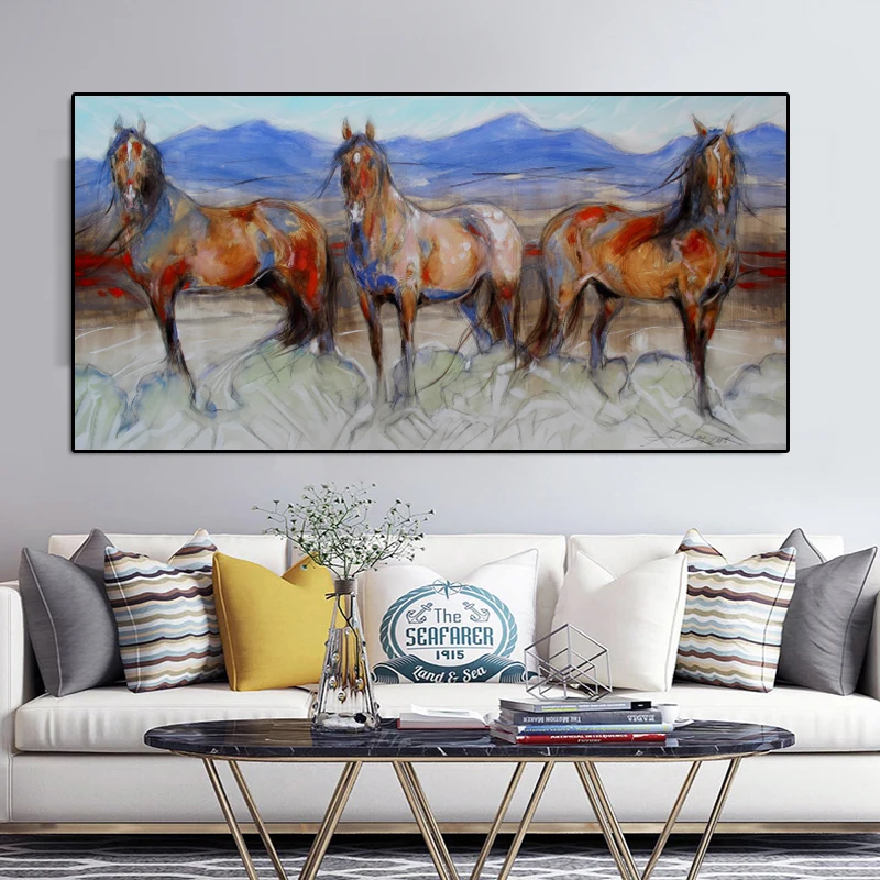 

Watercolor Prints Canvas Painting Animal Posters Running Horse Wall Art Pictures for Living Room Cuadros Home Decor Unframed