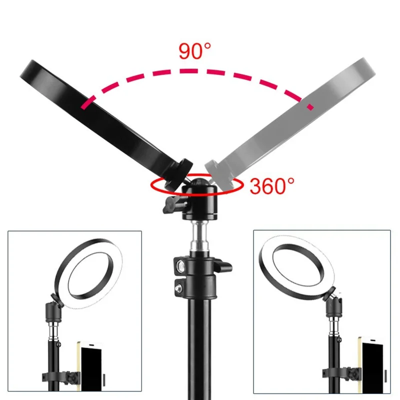 Photo Studio LED Ring Light 6 in 16cm 3200-5600K 64 LEDs Selfie Ring Lamp Photographic Lighting with Tripod Moblie Phone Clamp