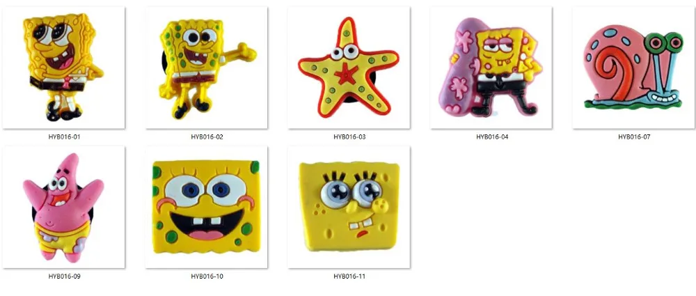 50pcs/lot Sponge Figures Starfish Snail PVC shoe charms shoe accessories shoe decoration for croc jibz Kid's Party X-mas Gift