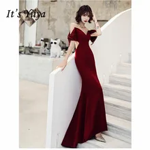 It's Yiya вечернее платье Бургундия короткий рукав Кристалл кисточкой длинное платье в виде раструба элегантные О-образным вырезом праздничные наряды E1089