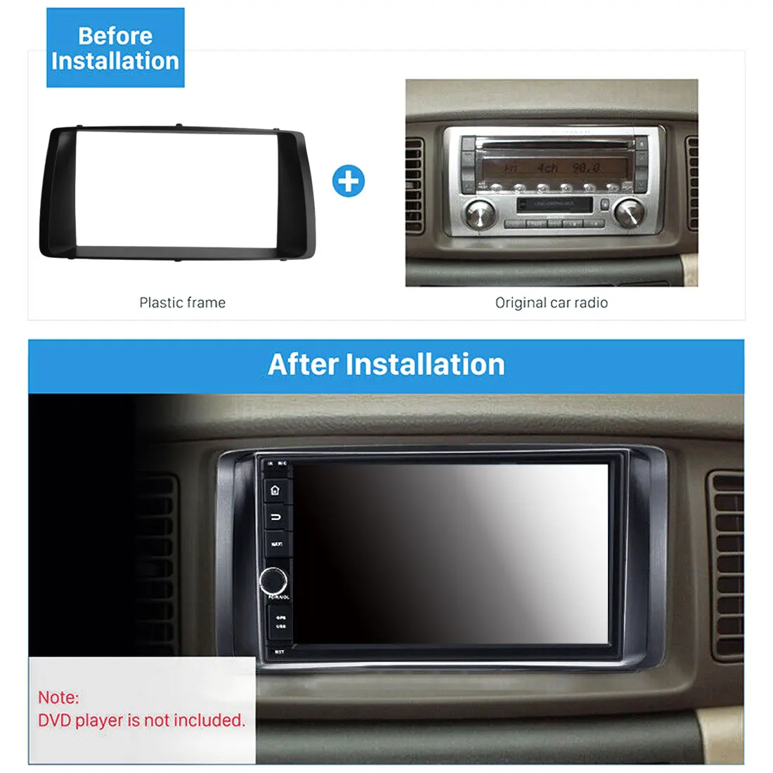 Двойной Дин Радио фасции DVD адаптер стерео панель интерфейс рамка в тире монтажный комплект для Toyota Corolla 2001-2006