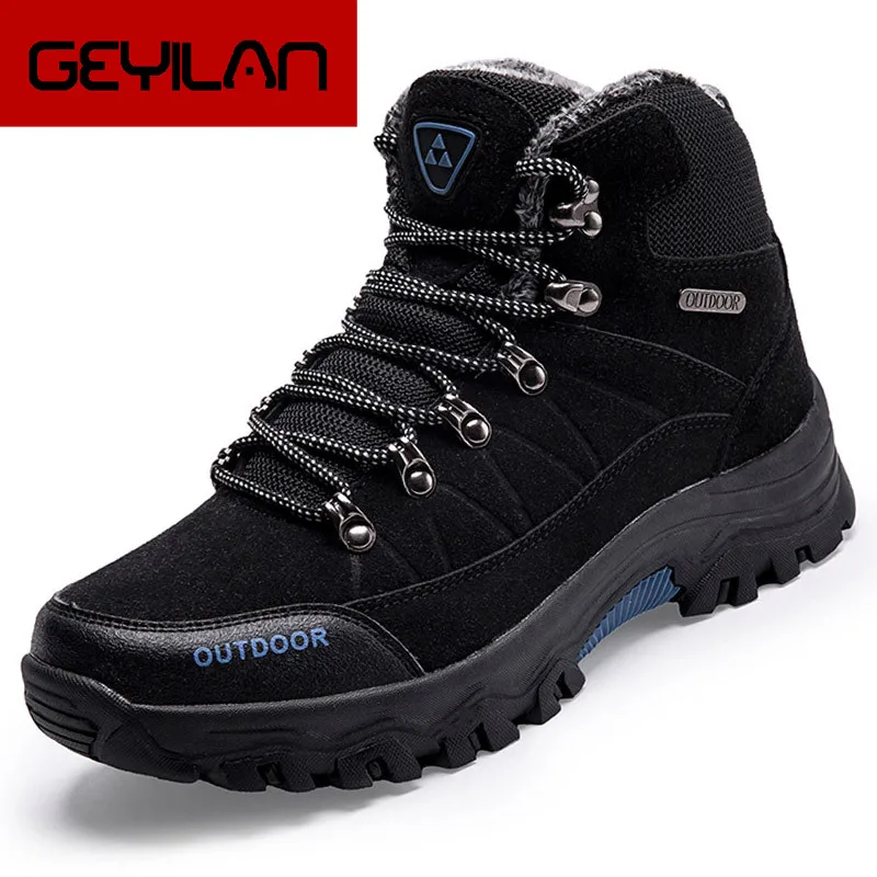 

SHANTA 2019 Men Boots High Quality Winter Fur Warm Snow Boots Men Winter Ankle Boots Rubber Work Shoes Men Sneakers