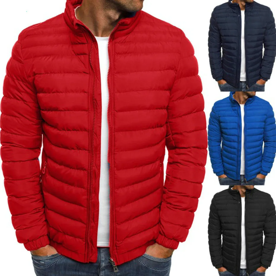 Trendy Parker Jacket Winter Jacket Men's Cotton Puffer Jacket Solid Color Large Size Jacket Zipper Street Wear Casual Jacke