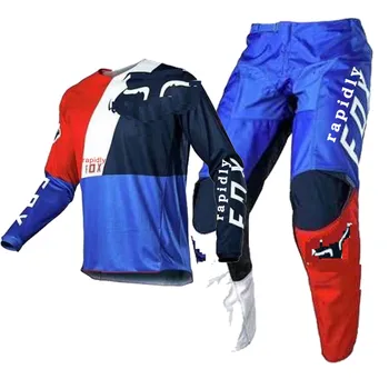 

2020 Blue New rapidly Fox MX Element Motorcycle Jersey Pants Gear Set Motocross Combination Driving Riding Motorbike Racing Suit
