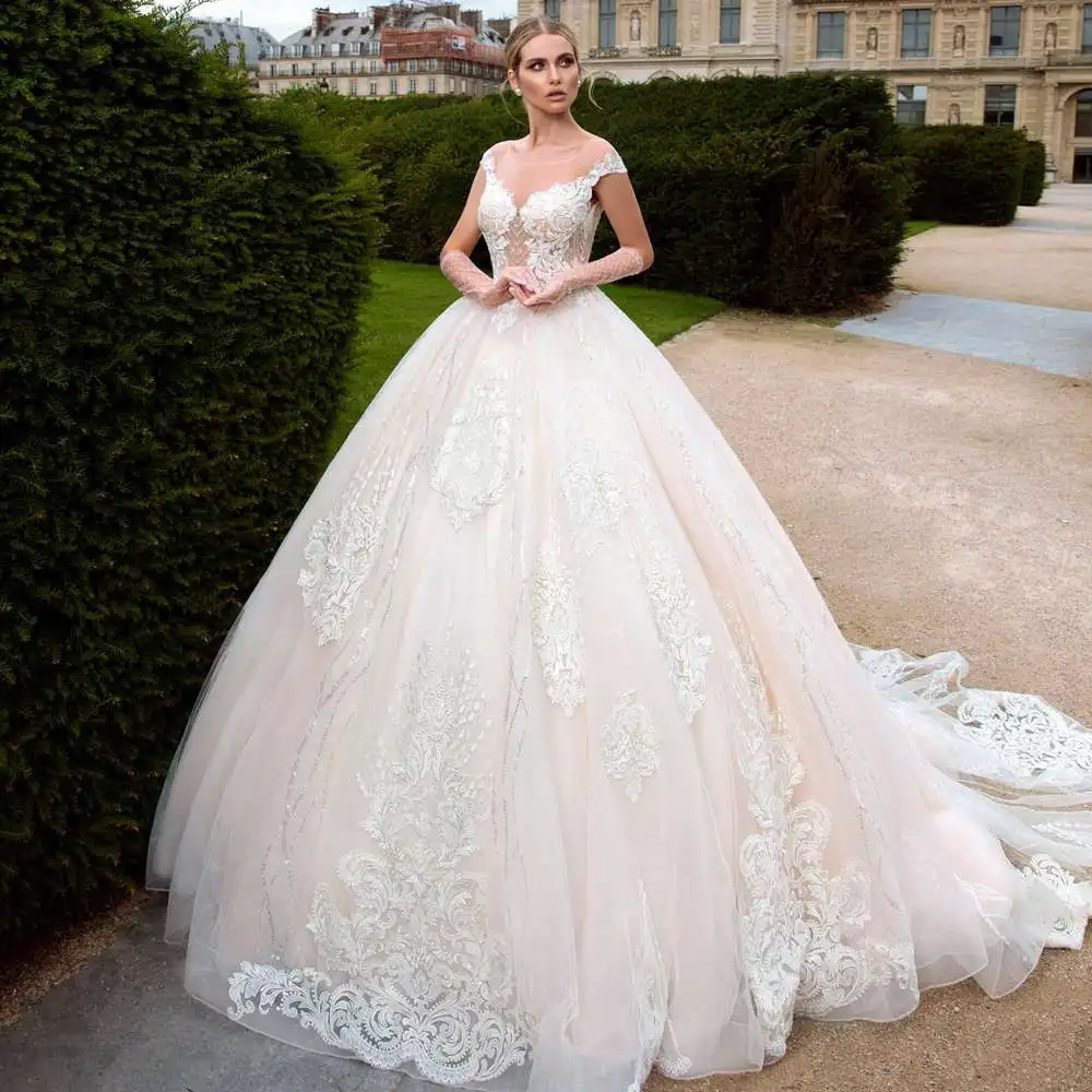 Sexy-Illusion-Lace-Princess-Ball-Gown-Wedding-Dresses-2020-Applique-Beaded-Court-Train-Cap-Sleeve-Vintage
