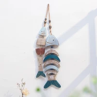 Wooden Decor Fish Bones with Beads Wall Decor Door Hanging Nautical Decoration N2UC 2