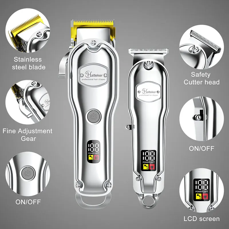 HATTEKER Mens Hair Clippers Hair Trimmer Professional Barber Hair Cutting Grooming Kit with Hairdressing cloak Rechargeable