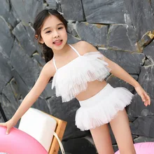 Детские купальники для девочек г., детские купальники бикини для девочек, купальные костюмы белая юбка Феи раздельный купальник "Лебедь" для детей