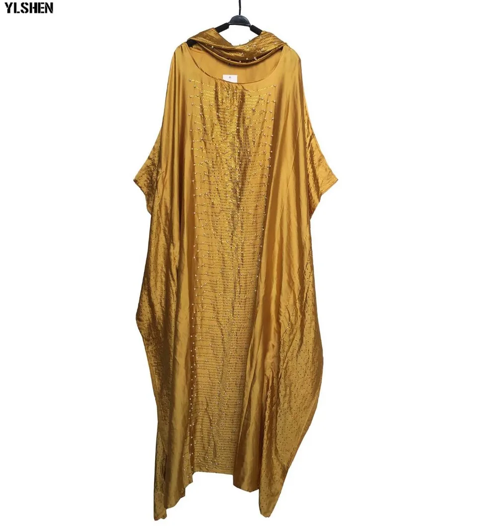 Silk Satin African Dresses for Women Dashiki Diamonds African Clothes Bazin Robe Boubou Africain Africa Dress Headtie Head Wraps 11