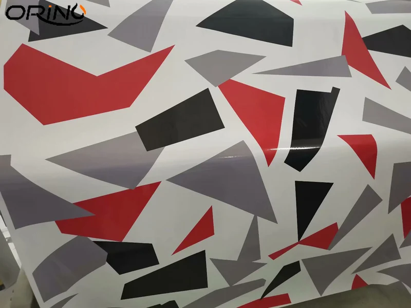 

Черная серая красная Геометрическая камуфляжная виниловая Автомобильная фольговая пленка с воздушным выпуском, без пузырьков, сделай сам, стильная Автомобильная наклейка, упаковка