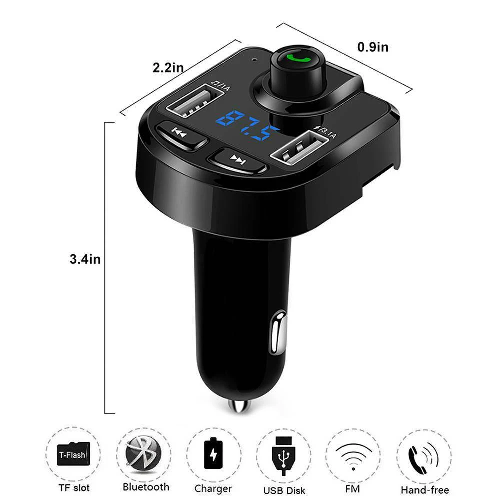Автомобильный Bluetooth fm-передатчик беспроводной радио громкой связи MP3 плеер двойной USB зарядное устройство Комплект SD воспроизведение музыки автомобильный адаптер