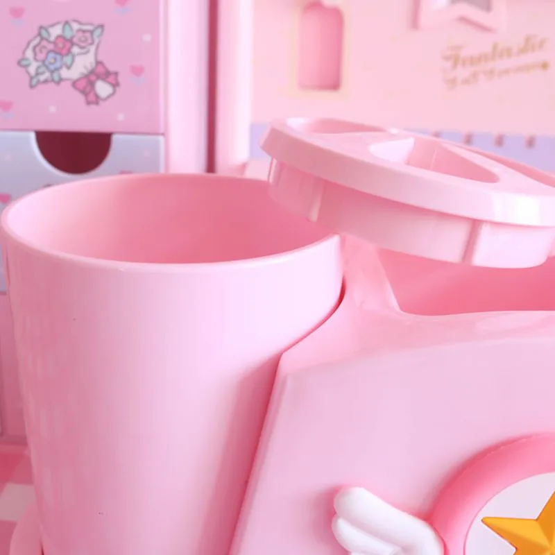 Kawaii Pink Sakura Bathroom Shelf Home Cute Plastic Mouthwash Cup Toothbrush Holder Set Couple Gargle Cup Bathroom Accessories 5