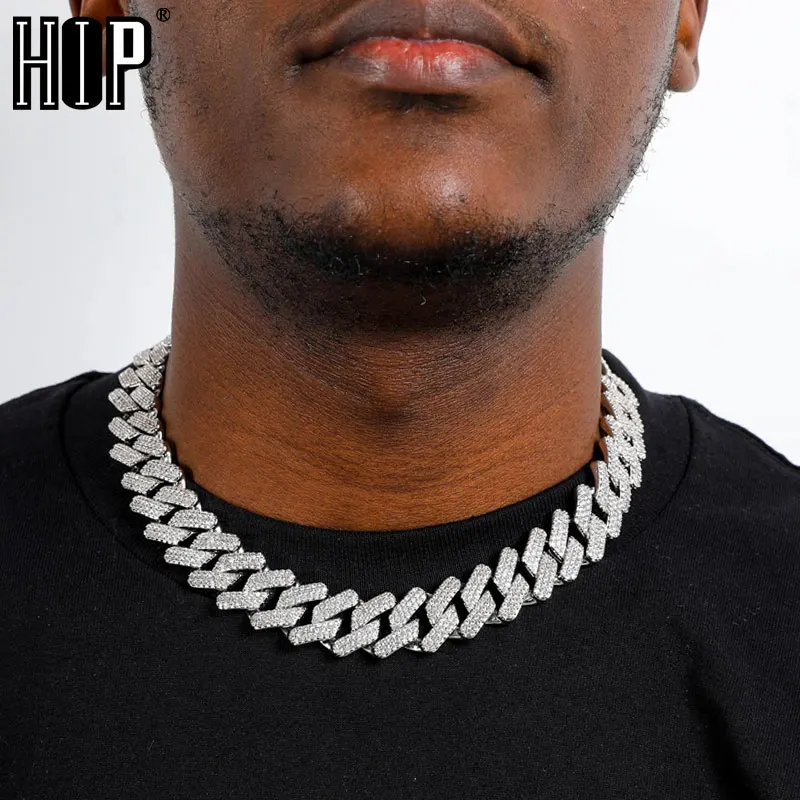 

Hip Hop 19MM 3 Row Cuban Prong Chains Bling Iced Out CZ Setting AAA+ Cubic Zirconia Necklace For Men Women Jewelry