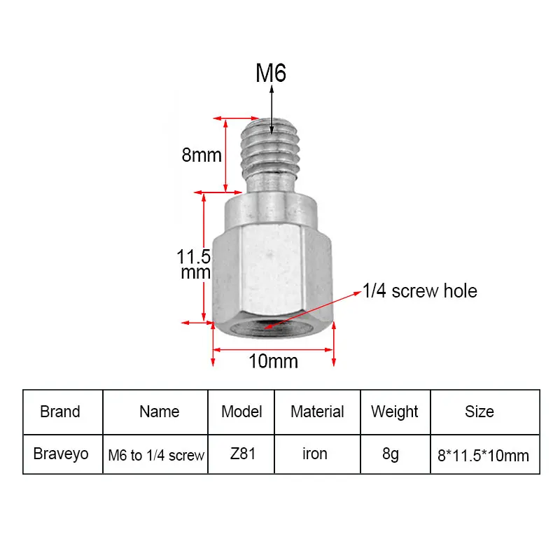 Description Picture 5 of item1/4 to M4 M6 Projector Conversion Screw Projector Camera Adapter Tripod Monopod Mobile Phone Bracket Photography Accessories