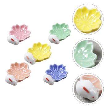 

5Pcs Ceramic Floral Delicate Chopstick Shelf Chopsticks Rest for Home