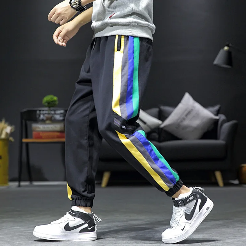 

2019 Autumn And Winter Men's New Japanese Large Size Trend Color Matching Casual Beam Trousers Streetwear Joggers M-5XL