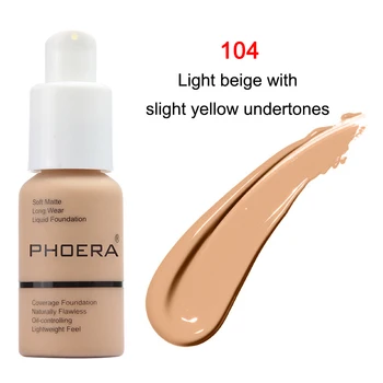 

PHOERA Foundation Makeup Full Coverage Fast Base Brighten Long-Lasting Shade 60g Deep oil control Concealer SMJGood