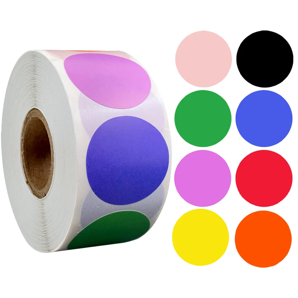 500 Pcs/Roll Chroma Labels Stickers Color Code Dot Labels Stickers 1 Inch Round Red, ,Yellow,Blue,Pink,Black,Stationery Stickers afbeelding