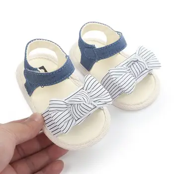 

Summer Baby Girl Striped Bow Princess Shoes Toddler Newborn Anti-slip Sandals Infant Kids First Walker