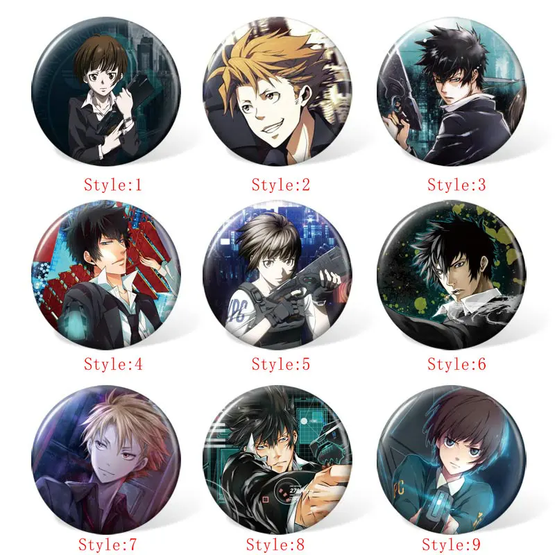 

58MM Psycho-Pass Anime Cosplay Badge Cartoon Brooches Pins Collection bags Badges for Backpacks Clothes