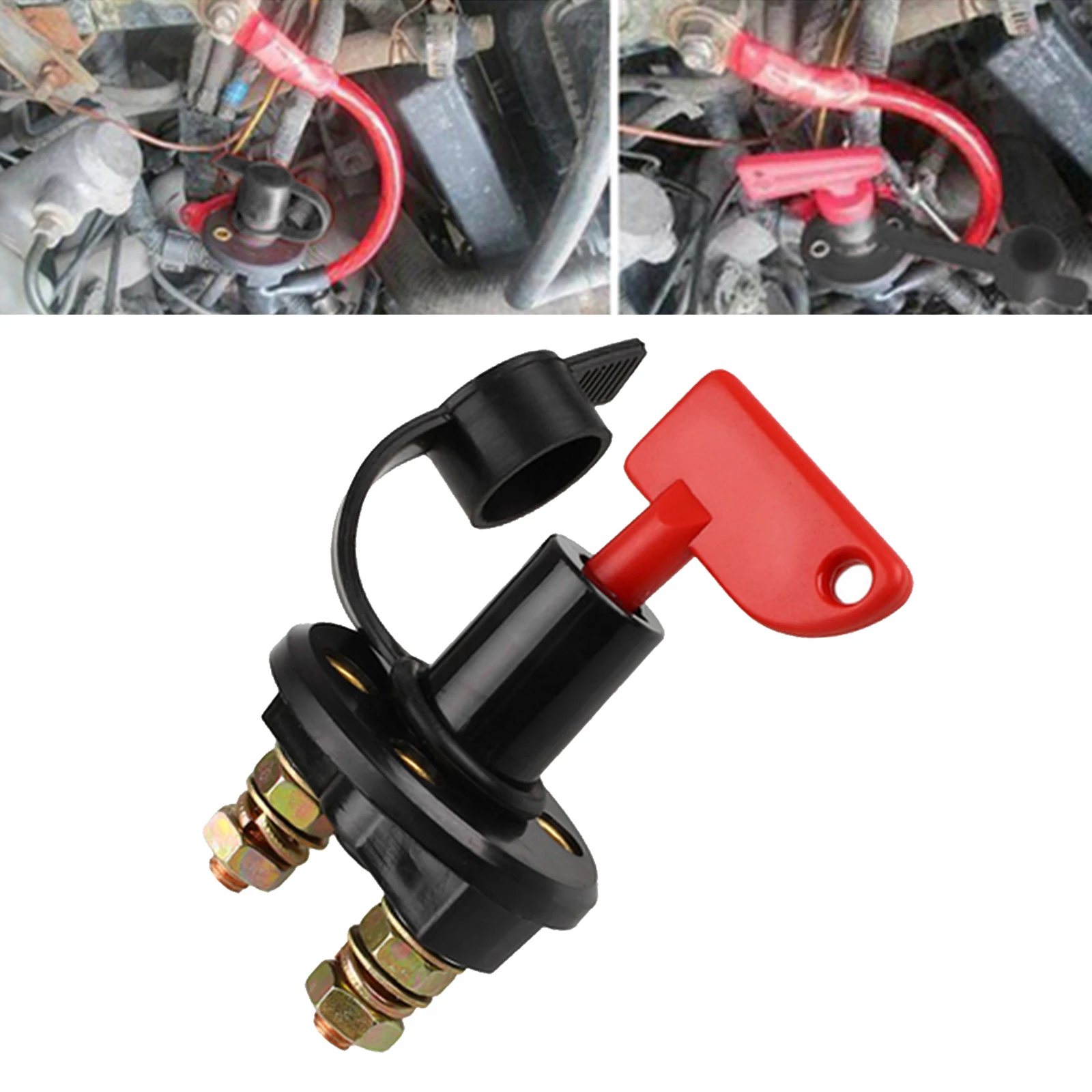 Battery Disconnect Switch with Keys, 12V-24V Battery Kill Switch for Marine Boat
